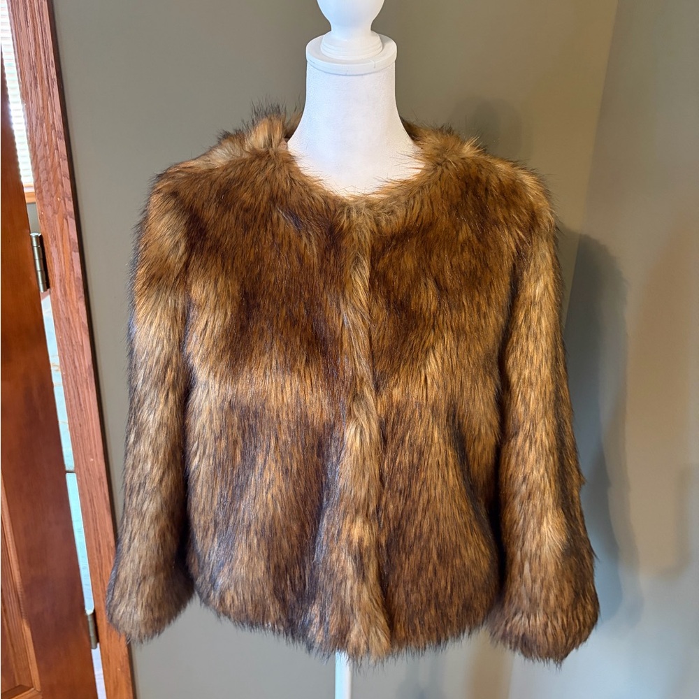 Kimchi Blue Faux Fur Teddy Jacket in Brown